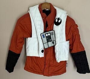 Disney Store Star Wars X-Wing Pilot Jacket Orange White Kids 7/8 Rebel Logo